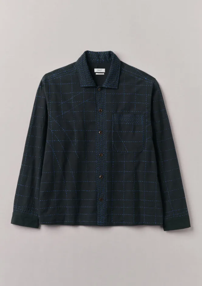Shirts-TOAST Abstract Embroidered Kantha Shirt Anthracite