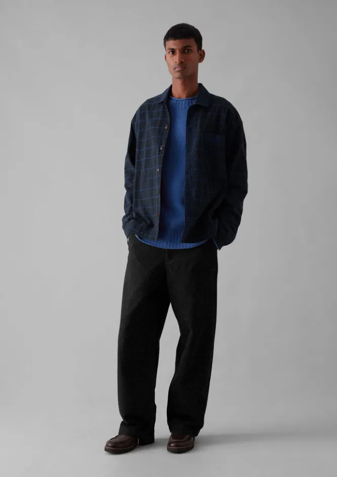 Shirts-TOAST Abstract Embroidered Kantha Shirt Anthracite