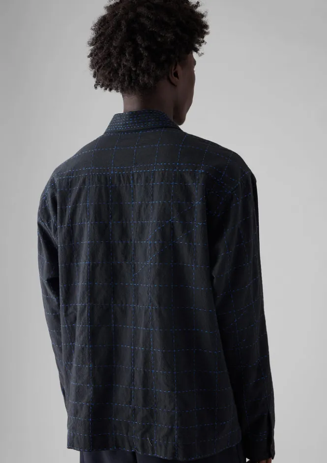 Shirts-TOAST Abstract Embroidered Kantha Shirt Anthracite