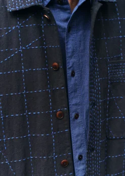 Shirts-TOAST Abstract Embroidered Kantha Shirt Anthracite