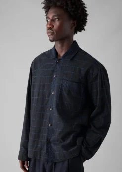 Shirts-TOAST Abstract Embroidered Kantha Shirt Anthracite