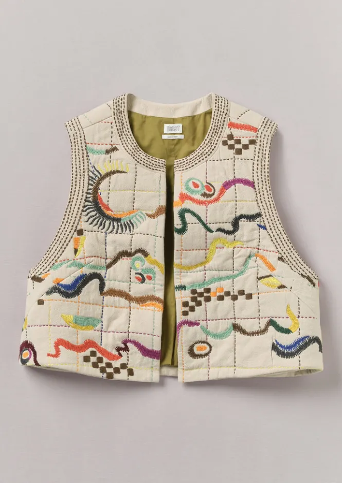 Coats & Jackets-TOAST Abstract Hand Embroidered Gilet Moonstone/Multi