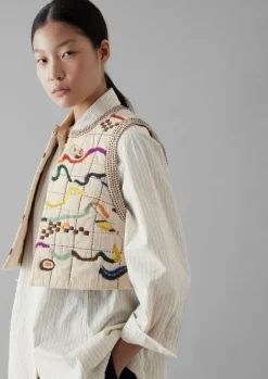 Coats & Jackets-TOAST Abstract Hand Embroidered Gilet Moonstone/Multi