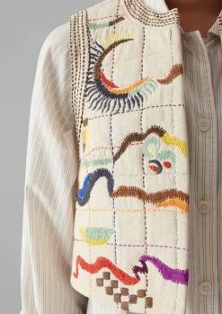 Coats & Jackets-TOAST Abstract Hand Embroidered Gilet Moonstone/Multi