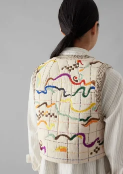 Coats & Jackets-TOAST Abstract Hand Embroidered Gilet Moonstone/Multi