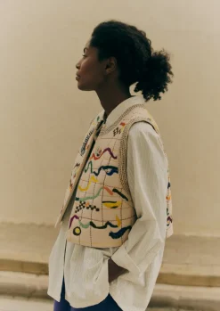 Coats & Jackets-TOAST Abstract Hand Embroidered Gilet Moonstone/Multi