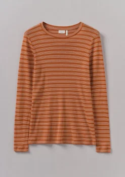Jersey|Tops & Tees-TOAST Agnes Stripe Wool Lyocell Tee BauxiteOrange/Mauve