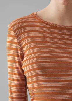 Jersey|Tops & Tees-TOAST Agnes Stripe Wool Lyocell Tee BauxiteOrange/Mauve