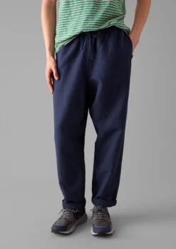 Loungewear|Trousers-TOAST Alfie Garment Dyed Herringbone Trousers DarkIndigo