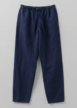 Loungewear|Trousers-TOAST Alfie Garment Dyed Herringbone Trousers DarkIndigo