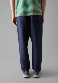 Loungewear|Trousers-TOAST Alfie Garment Dyed Herringbone Trousers DarkIndigo