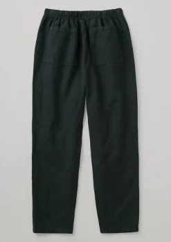Linen|Trousers-TOAST Alfie Garment Dyed Herringbone Trousers WashedBlack