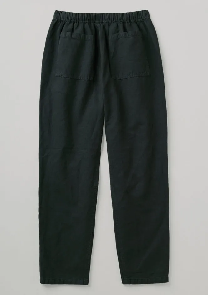 Linen|Trousers-TOAST Alfie Garment Dyed Herringbone Trousers WashedBlack
