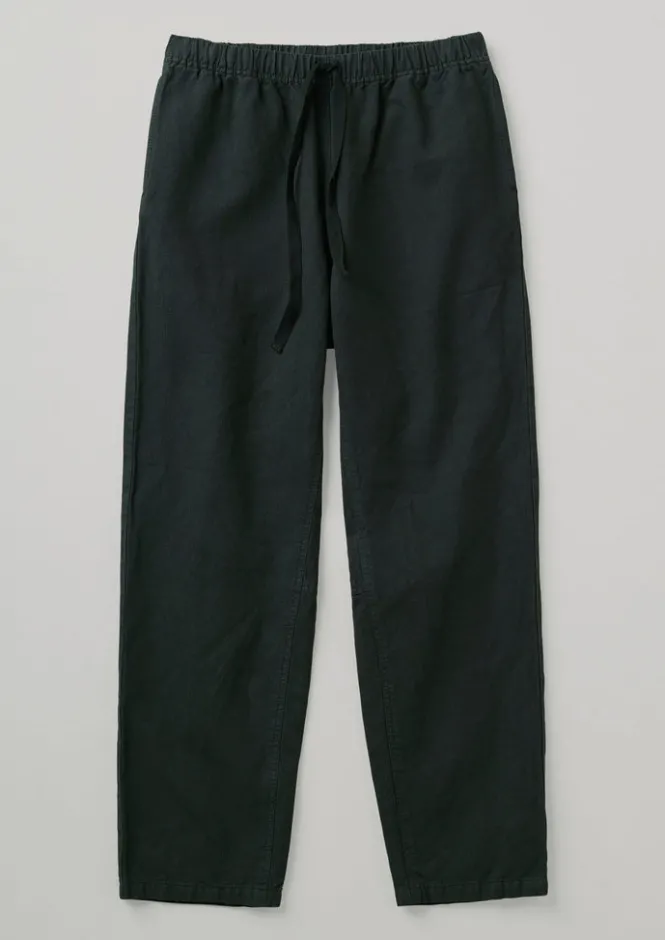 Linen|Trousers-TOAST Alfie Garment Dyed Herringbone Trousers WashedBlack