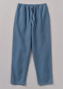 Workwear|Trousers-TOAST Alfie Garment Dyed Herringbone Trousers SlateBlue