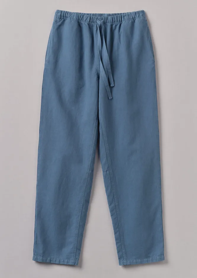 Workwear|Trousers-TOAST Alfie Garment Dyed Herringbone Trousers SlateBlue