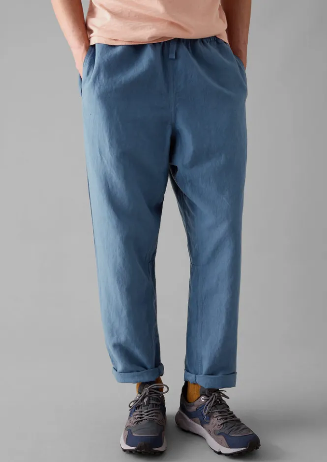 Workwear|Trousers-TOAST Alfie Garment Dyed Herringbone Trousers SlateBlue