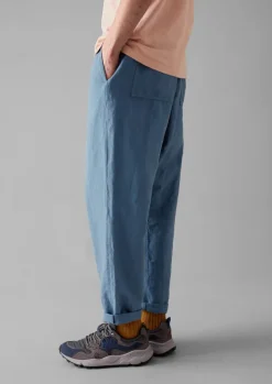 Workwear|Trousers-TOAST Alfie Garment Dyed Herringbone Trousers SlateBlue