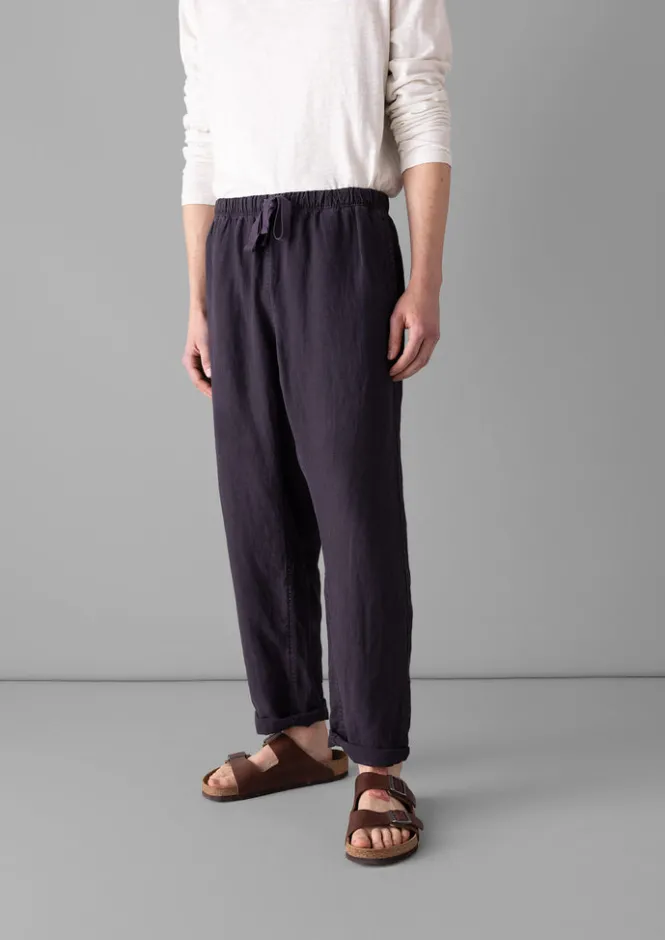 Trousers-TOAST Alfie Garment Dyed Linen Trousers Slate