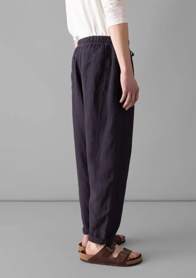 Trousers-TOAST Alfie Garment Dyed Linen Trousers Slate