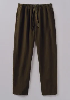 Linen|Trousers-TOAST Alfie Garment Dyed Linen Trousers Olive