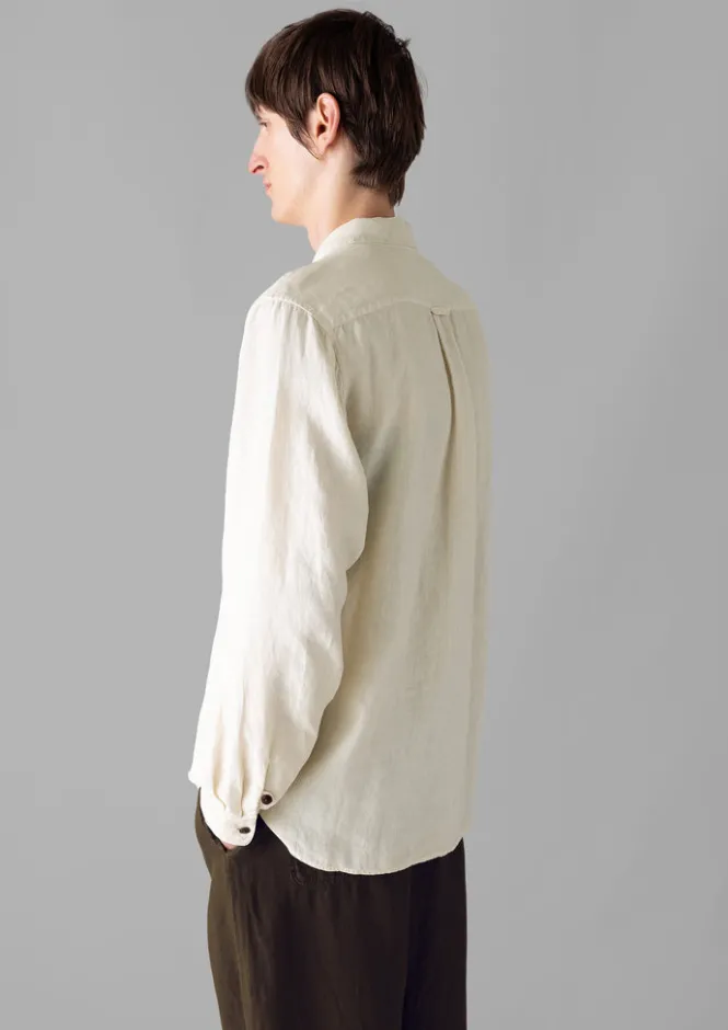 Linen|Trousers-TOAST Alfie Garment Dyed Linen Trousers Olive
