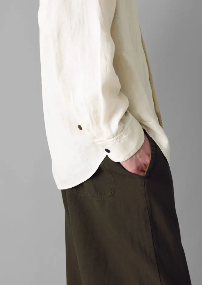 Linen|Trousers-TOAST Alfie Garment Dyed Linen Trousers Olive