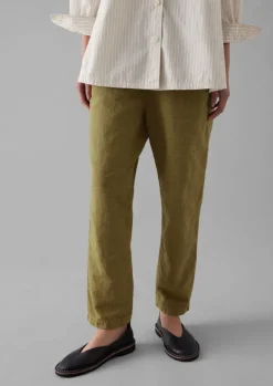 Linen|Trousers-TOAST Alix Cotton Check Trousers GoldenOlive