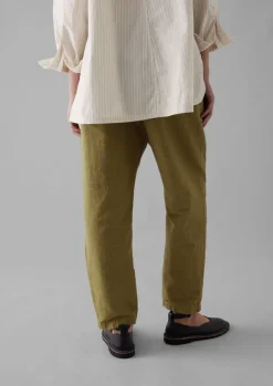 Linen|Trousers-TOAST Alix Cotton Check Trousers GoldenOlive