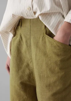 Linen|Trousers-TOAST Alix Cotton Check Trousers GoldenOlive