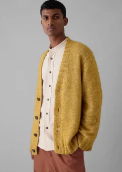 Knitwear-TOAST Alpaca Wool V-Neck Cardigan DijonYellow