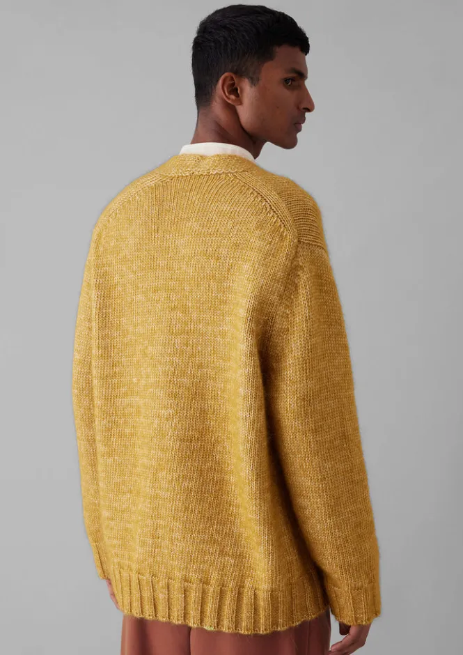 Knitwear-TOAST Alpaca Wool V-Neck Cardigan DijonYellow