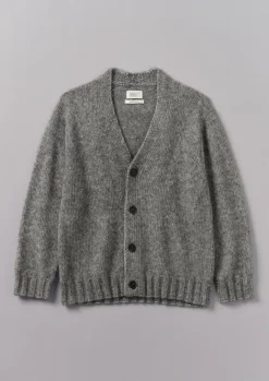 Knitwear-TOAST Alpaca Wool V-Neck Cardigan GreyMelange
