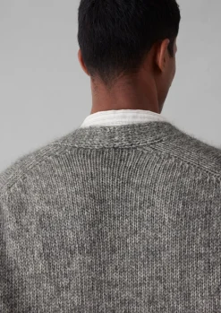 Knitwear-TOAST Alpaca Wool V-Neck Cardigan GreyMelange