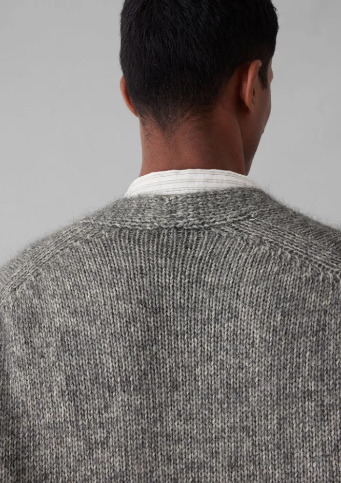 Knitwear-TOAST Alpaca Wool V-Neck Cardigan GreyMelange