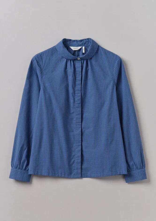 Shirts|Tops & Tees-TOAST Anja Check Cotton Shirt Slate/DarkCornflower