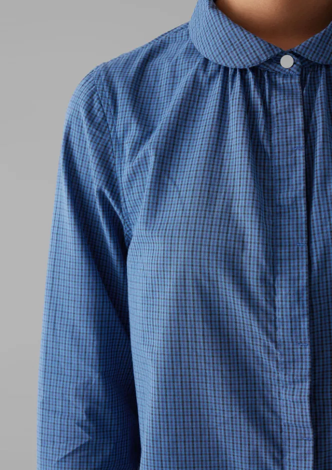 Shirts|Tops & Tees-TOAST Anja Check Cotton Shirt Slate/DarkCornflower