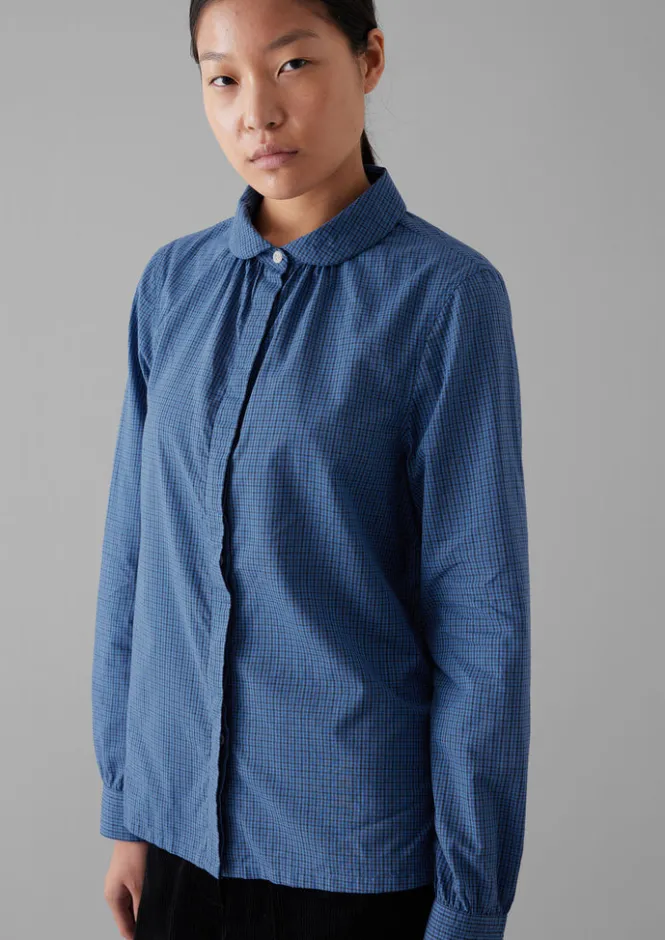 Shirts|Tops & Tees-TOAST Anja Check Cotton Shirt Slate/DarkCornflower
