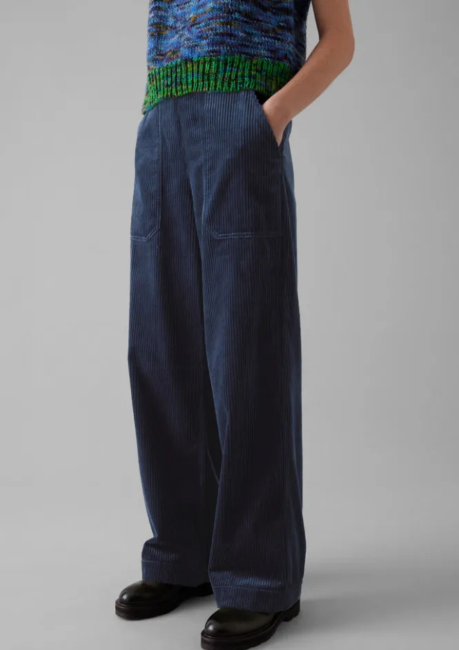 Cord|Workwear-TOAST Annie Organic Cord Full Length Trousers DustyNavy