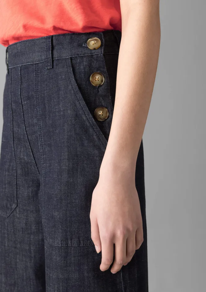 Denim|Workwear-TOAST Annie Organic Denim Side Button Jeans Indigo