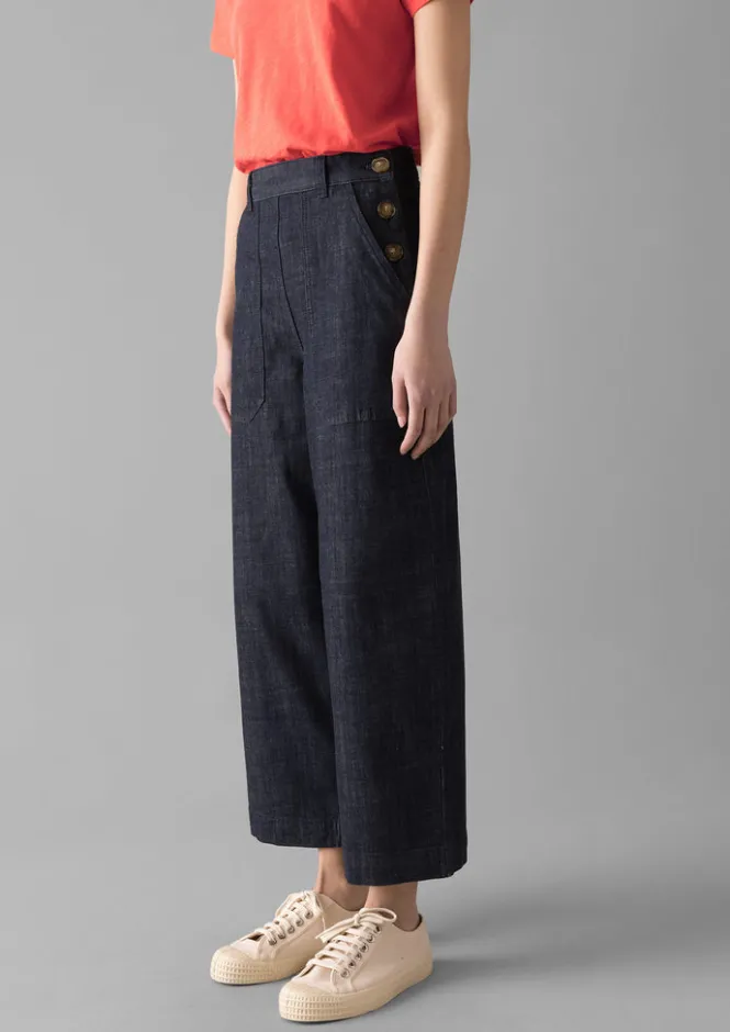 Denim|Workwear-TOAST Annie Organic Denim Side Button Jeans Indigo