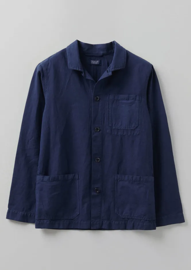 Workwear|Coats & Jackets-TOAST Arlo Garment Dyed Herringbone Jacket DarkIndigo