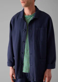 Workwear|Coats & Jackets-TOAST Arlo Garment Dyed Herringbone Jacket DarkIndigo