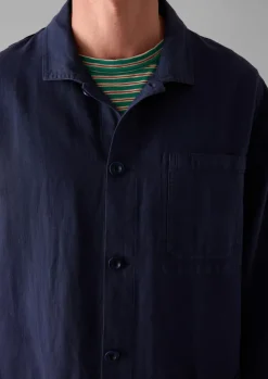 Workwear|Coats & Jackets-TOAST Arlo Garment Dyed Herringbone Jacket DarkIndigo