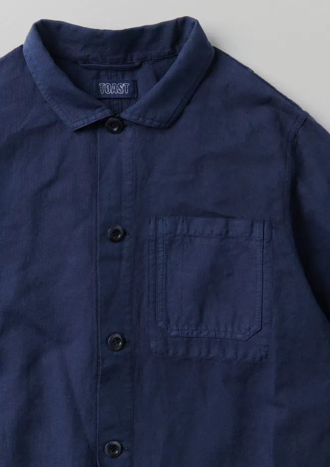 Workwear|Coats & Jackets-TOAST Arlo Garment Dyed Herringbone Jacket DarkIndigo