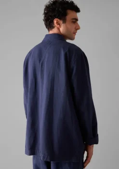 Workwear|Coats & Jackets-TOAST Arlo Garment Dyed Herringbone Jacket DarkIndigo