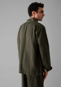 Workwear|Coats & Jackets-TOAST Arlo Garment Dyed Herringbone Jacket DarkMoss