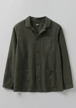 Workwear|Coats & Jackets-TOAST Arlo Garment Dyed Herringbone Jacket DarkMoss