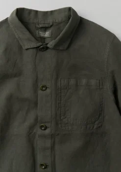 Workwear|Coats & Jackets-TOAST Arlo Garment Dyed Herringbone Jacket DarkMoss