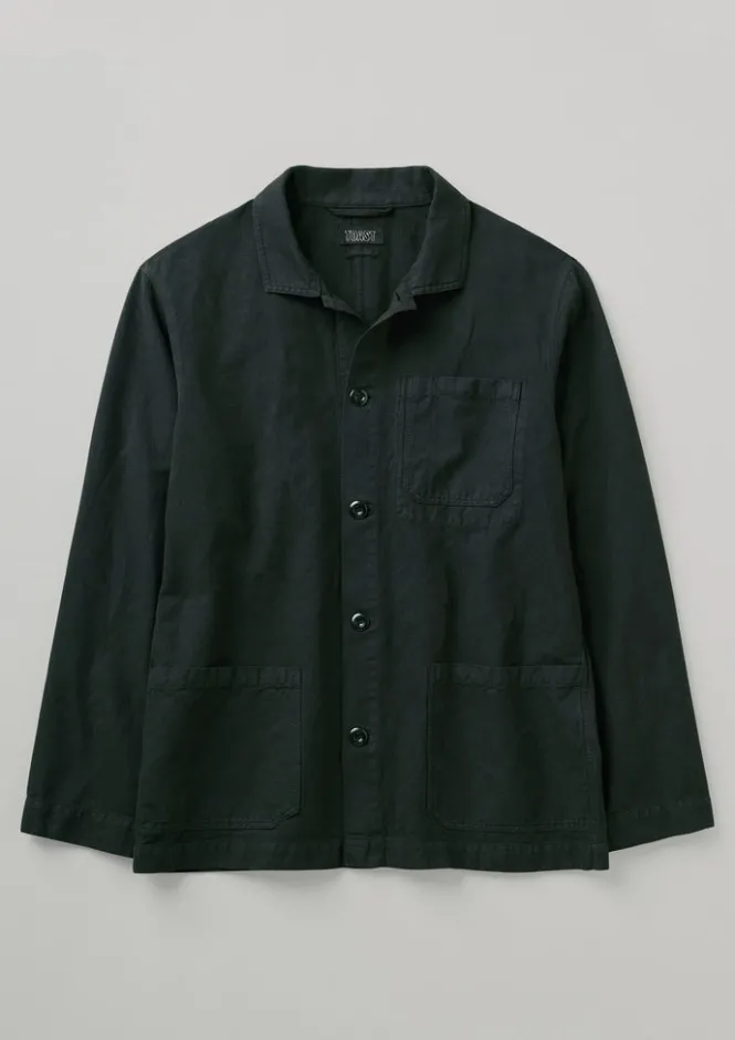 Workwear|Coats & Jackets-TOAST Arlo Garment Dyed Herringbone Jacket WashedBlack